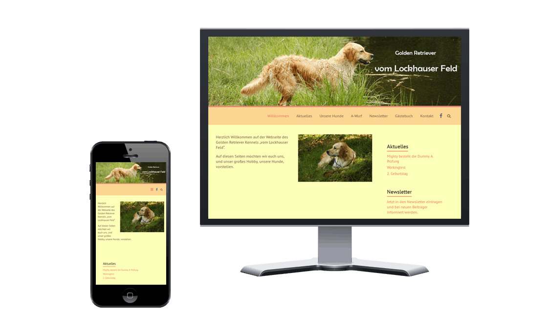 Neues Aussehen für die Webseite Golden Retriever vom Lockhauser Feld